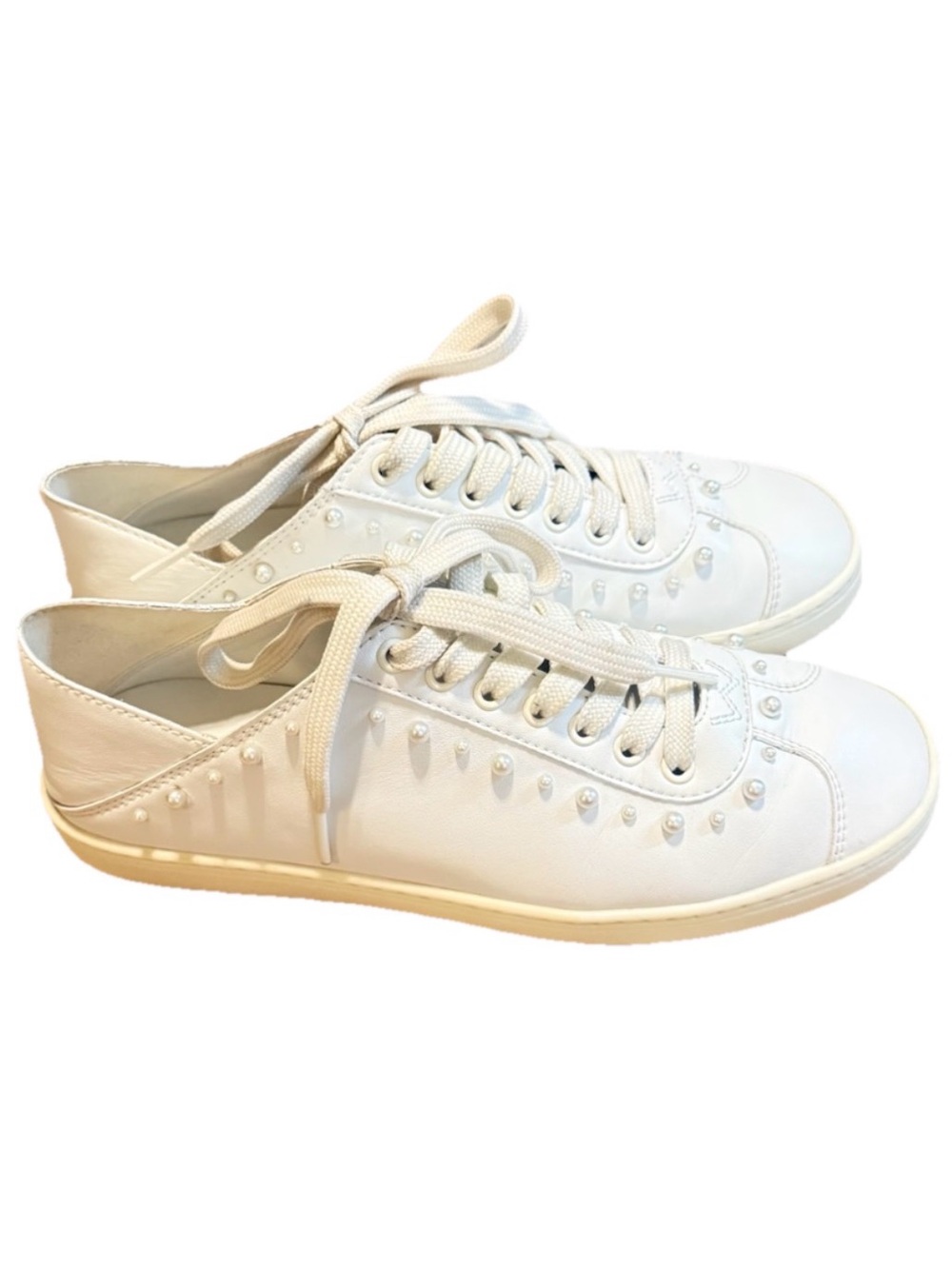 Stuart Weitzman Pearl Leather White Sneaker